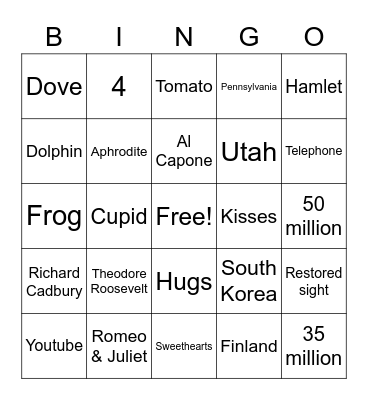 Valentine's Day Bingo Trivia Bingo Card