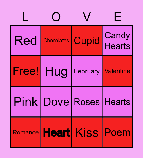 Valentines Day Bingo Card