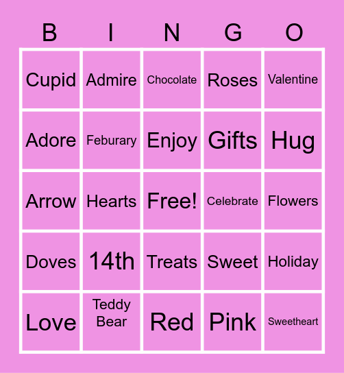 Valentine's Day Bingo Card