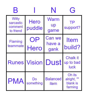 Tom Watches Doto Bingo Card