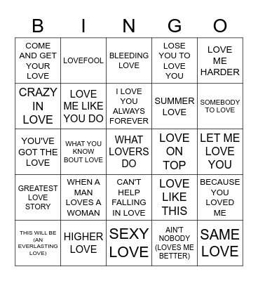 LOVE IS IN THE AIR Bingo Card