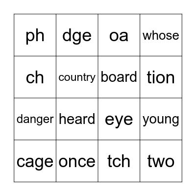 Saxon Phonics L 88 Bingo Card