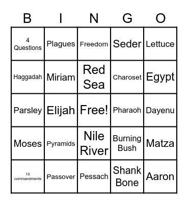 Passover Bingo Card