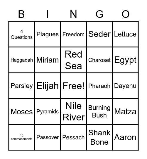 Passover Bingo Card