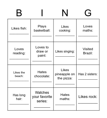 Find someone who... Bingo Card