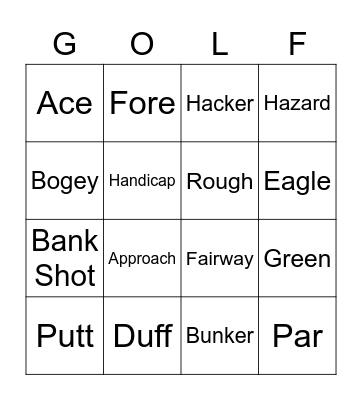 GOLF BUDDIES Bingo Card