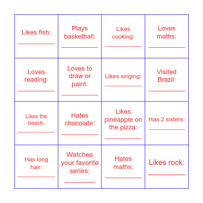 Find someone who... Bingo! Bingo Card