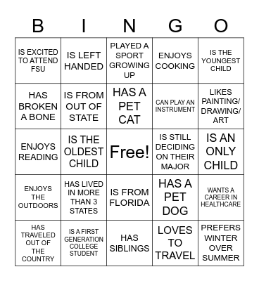 FIND SOMEONE WHO... Bingo Card