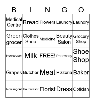 At the Shops Bingo Card