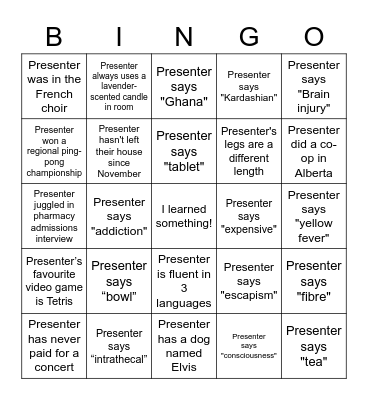 Symposium Bingo! Bingo Card