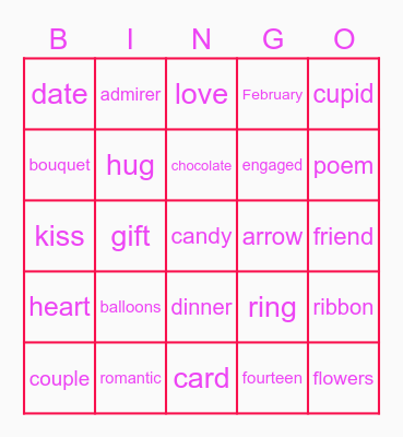 Saint Valentine's Bingo Card