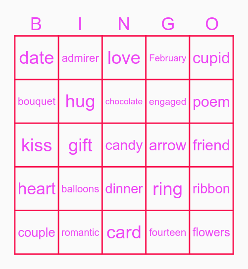 Saint Valentine's Bingo Card