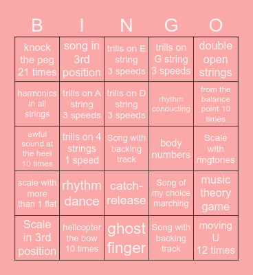 7th grade challenge Bingo Card