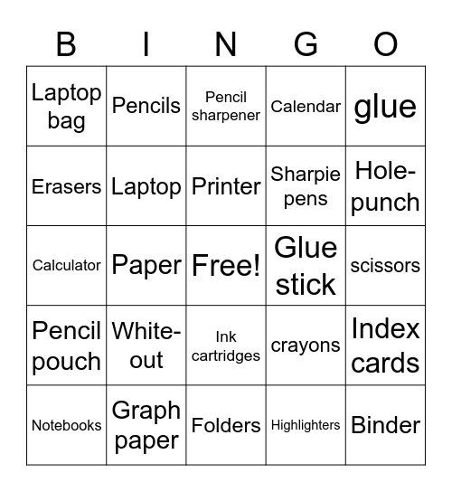 Saige's Bingo Game Bingo Card