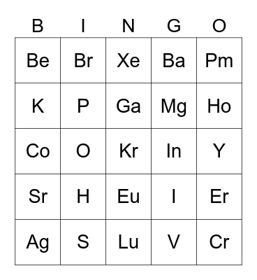 SCIENCE BINGO Card