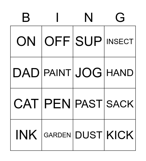 LETTERLAND Bingo Card
