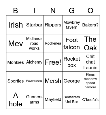 Launceston Things Bingo Card