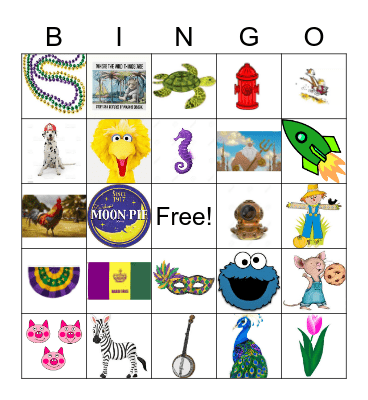 Mobile Mardi Gras Bingo Card