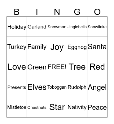 Christmas Bingo Card