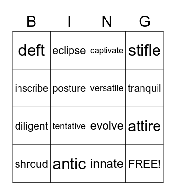 Grade 5 Lesson 5 Bingo Card