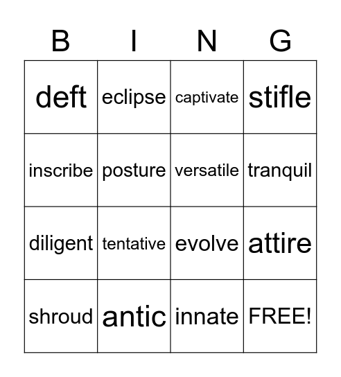 Grade 5 Lesson 5 Bingo Card