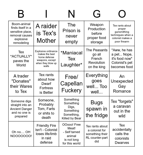 Doctor Who S Bpl Rimworld Bingo Card