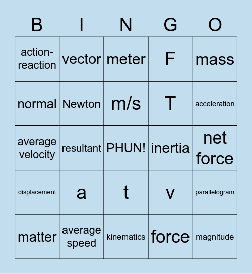 Physics Bingo Card