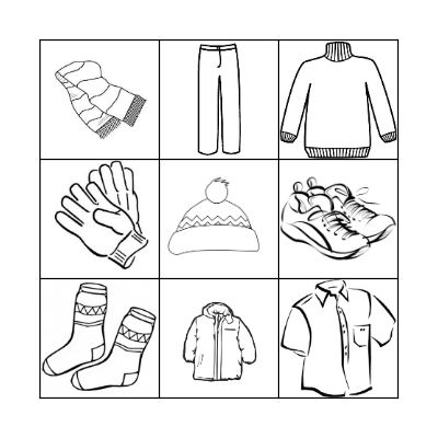 WINTER CLOTHES Bingo Card
