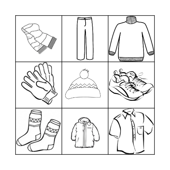 WINTER CLOTHES Bingo Card