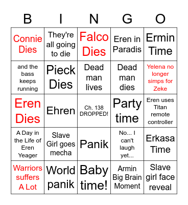 AOT CHAPTER 138 Bingo Card