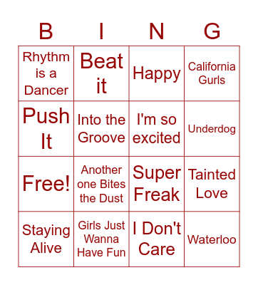 Bebopping Bingo Card