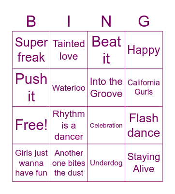 Bebopping Bingo Card