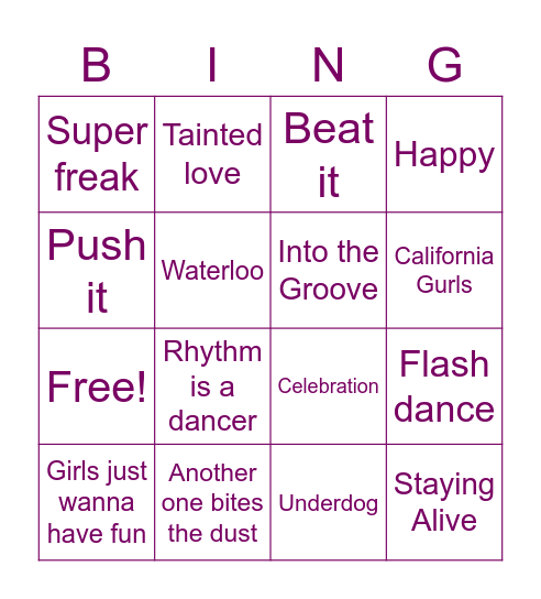 Bebopping Bingo Card