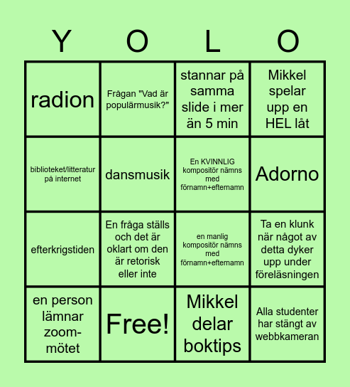 Mikkelmåndag Bingo Card