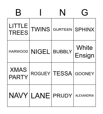 MALLINSON BINGO Card