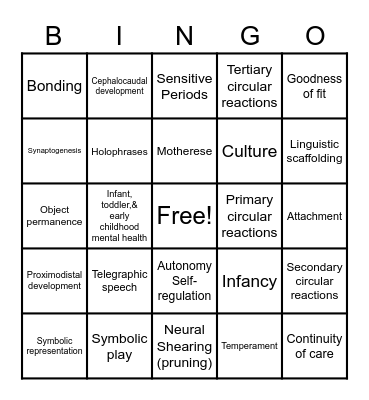 Ch.9 Infants & Toddlers Bingo Card