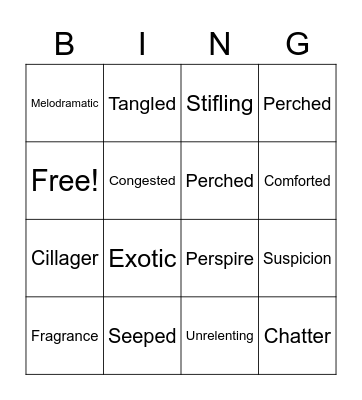 Unit 2 Vocabulary Bingo Card