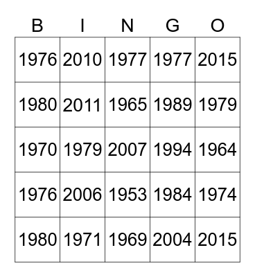 Gwynbo Bingo Card