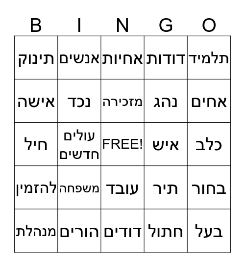 אנשים Bingo Card