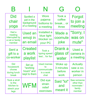 WFM Bingo Card
