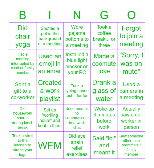 WFM Bingo Card