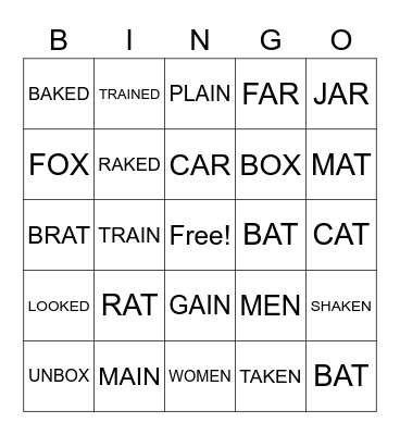 Phonics Bingo Card