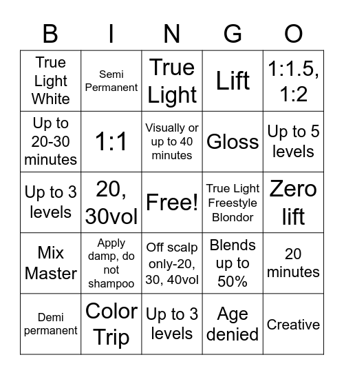Color PK Bingo!! Bingo Card