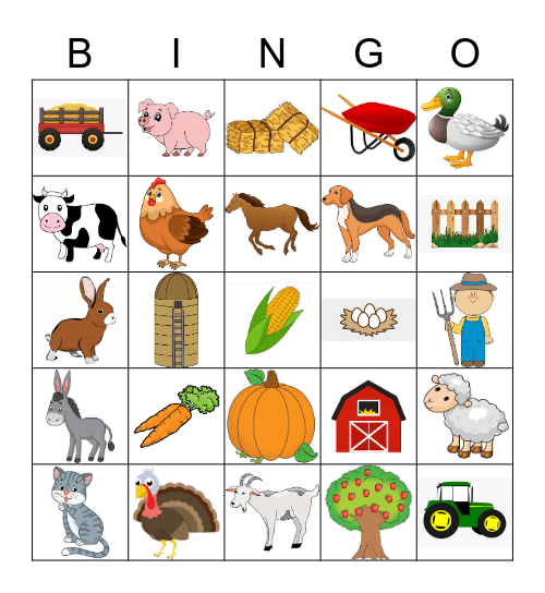 Farm Bingo Card