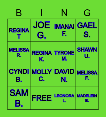 TEAM G FUN FACTS BINGO Card
