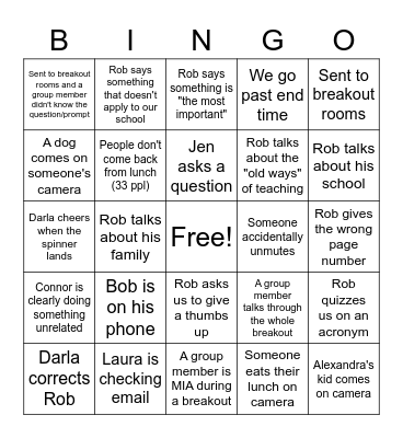 Training Bingo Card