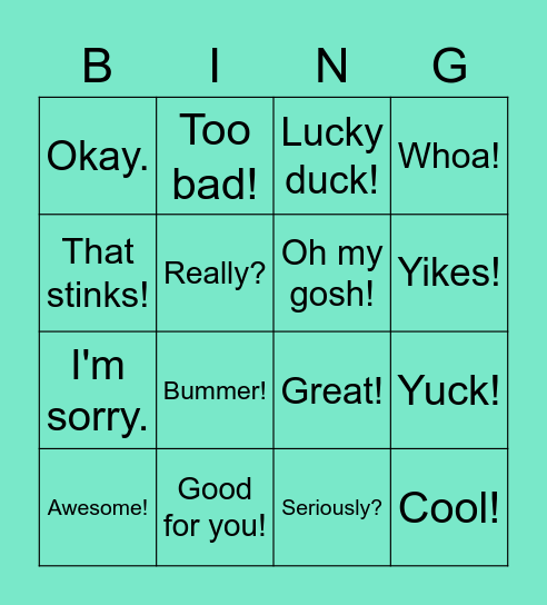 Comments Bingo Card