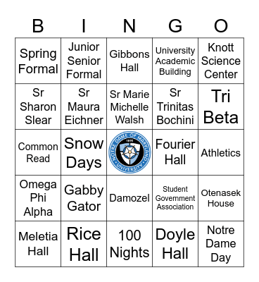 NDMU Giving Day Bingo Card
