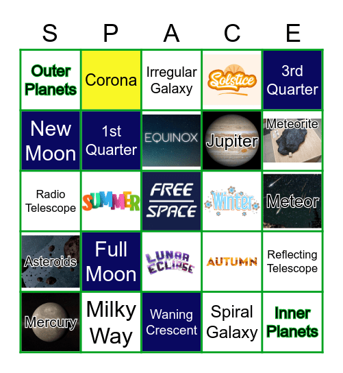 ☀️ Space Bingo! 🔭 Bingo Card