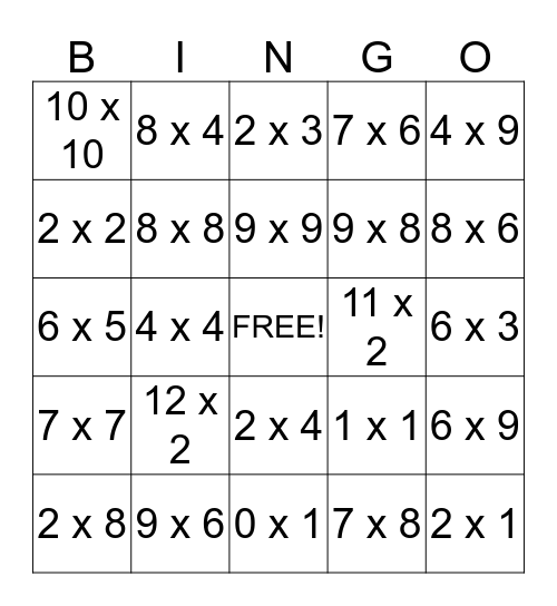 Julia's Bingo Card Bingo Card